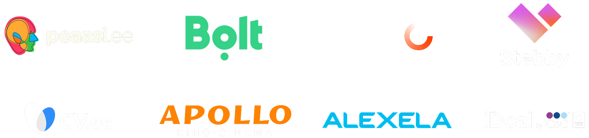 Peaasi.ee, Bolt, Tripod, Stebby, Messente, Asi on minus!, Digitaalehituse klaster